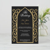 Ornate gold border Gothic wedding Invitation 招待状 (スタンド正面)