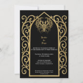 Ornate gold border Gothic wedding Invitation 招待状 (正面)