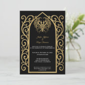 Ornate gold border Photo Gothic wedding Invitation 招待状 (スタンド正面)