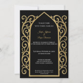 Ornate gold border Photo Gothic wedding Invitation 招待状 (正面)