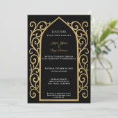 Ornate gold border Photo Gothic wedding Invitation 招待状 (スタンド正面)