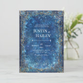 Ornate Gold Celestial Galaxy Wedding 招待状 (スタンド正面)