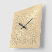 Ornate Gold Embossed Look スクエア壁時計 (傾斜)