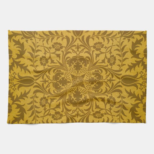 Ornate gold floral pattern with symmetrical キッチンタオル (横)
