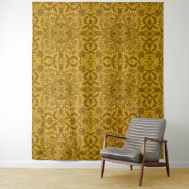 Ornate gold floral pattern with symmetrical タペストリー