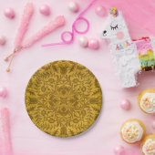 Ornate gold floral pattern with symmetrical ペーパープレート (パーティー)