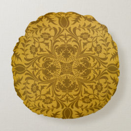 Ornate gold floral pattern with symmetrical ラウンドクッション
