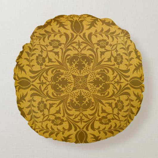 Ornate gold floral pattern with symmetrical ラウンドクッション (正面)