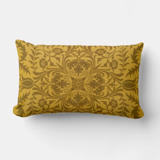 Ornate gold floral pattern with symmetrical ランバークッション (正面)