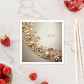 Ornate Gold Flourish スタンダードカクテルナプキン (インサイチュ)