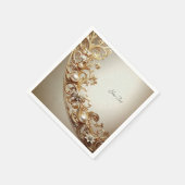 Ornate Gold Flourish スタンダードカクテルナプキン (角)