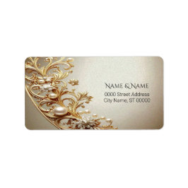 Ornate Gold Flourish Address Label ラベル