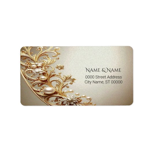 Ornate Gold Flourish Address Label ラベル (正面)