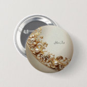 Ornate Gold Flourish Button 缶バッジ (正面&裏面)