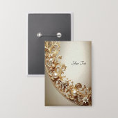 Ornate Gold Flourish Button 缶バッジ (正面/裏面)