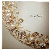 Ornate Gold Flourish Ceramic Tile タイル (正面)