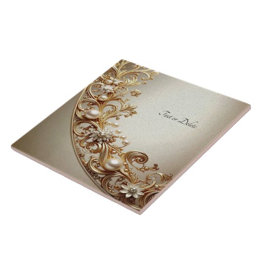 Ornate Gold Flourish Ceramic Tile タイル (側面)