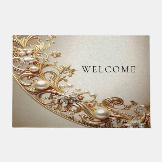 Ornate Gold Flourish Doormat ドアマット (正面)