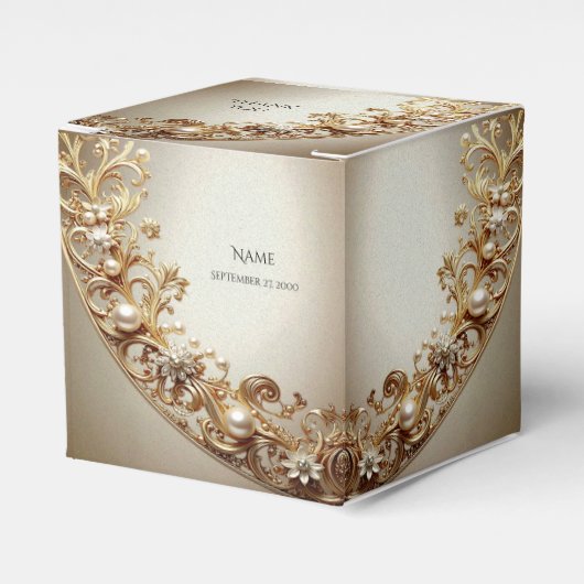 Ornate Gold Flourish Favor Box フェイバーボックス (正面サイド)