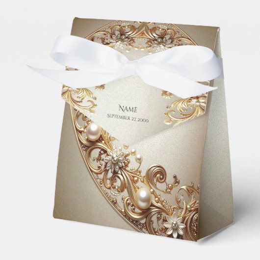 Ornate Gold Flourish Favor Box フェイバーボックス (正面サイド)