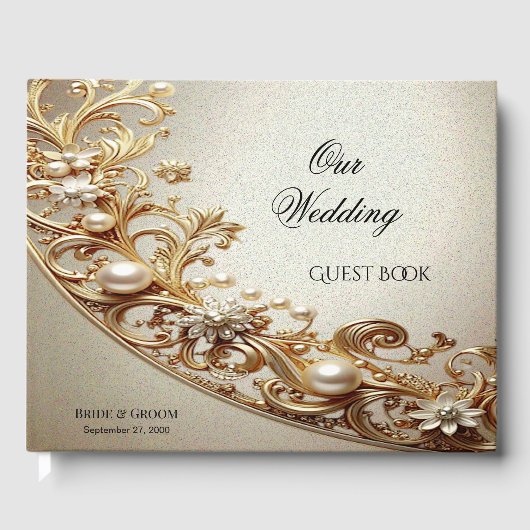 Ornate Gold Flourish Guest Book ゲストブック (正面)