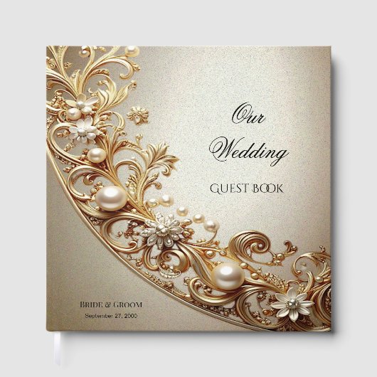 Ornate Gold Flourish Guest Book ゲストブック (正面)