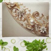 Ornate Gold Flourish Kitchen Towel キッチンタオル (折り畳み)