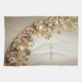 Ornate Gold Flourish Kitchen Towel キッチンタオル (横)