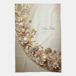 Ornate Gold Flourish Kitchen Towel キッチンタオル