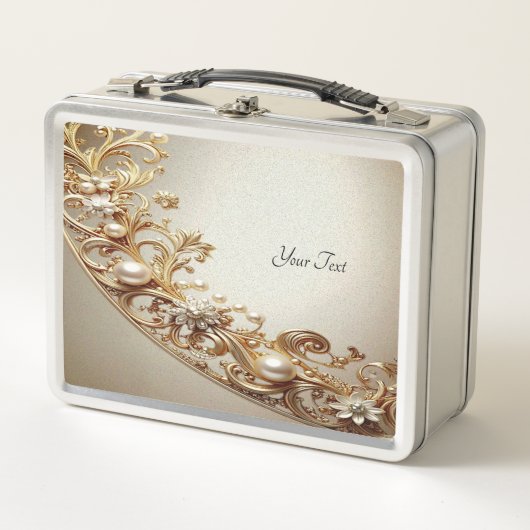 Ornate Gold Flourish Lunch box メタルランチボックス (正面)