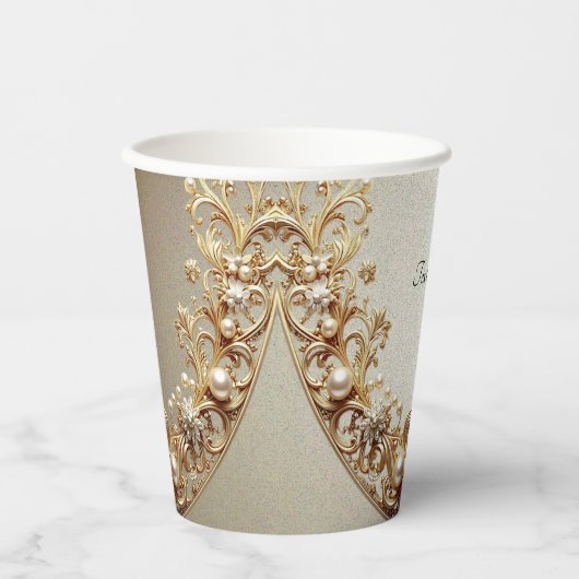 Ornate Gold Flourish Paper Cups 紙コップ (正面)