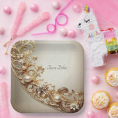 Ornate Gold Flourish Paper Plate ペーパープレート (パーティー)