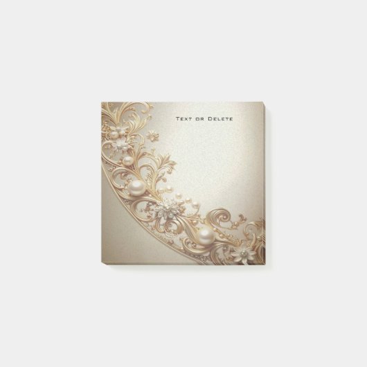 Ornate Gold Flourish Post it Notes ポストイット (正面)