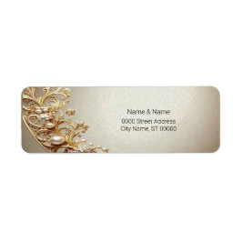 Ornate Gold Flourish Return Address Label ラベル