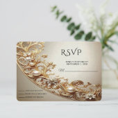 Ornate Gold Flourish RSVP Card (スタンド正面)