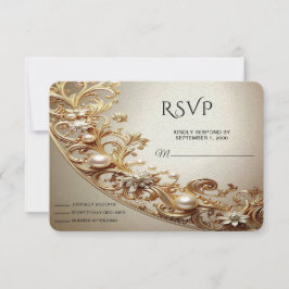 Ornate Gold Flourish RSVP Card