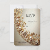 Ornate Gold Flourish RSVP Card (正面)