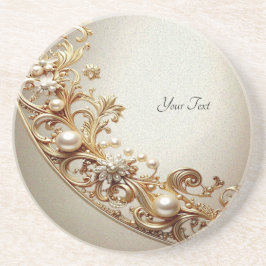Ornate Gold Flourish Sandstone Coaster コースター