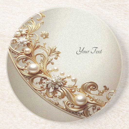 Ornate Gold Flourish Sandstone Coaster コースター (正面)