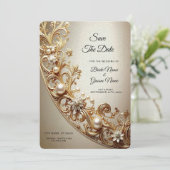 Ornate Gold Flourish Save The Date セーブザデート (スタンド正面)