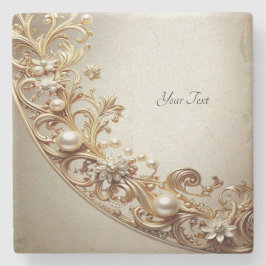 Ornate Gold Flourish Stone Coaster ストーンコースター