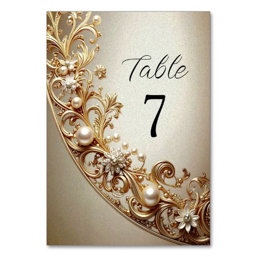 Ornate Gold Flourish Table Number テーブルナンバー (正面)