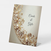 Ornate Gold Flourish Tabletop Signs