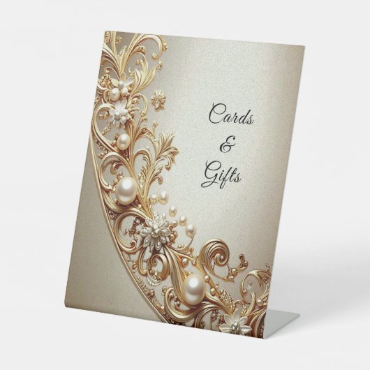 Ornate Gold Flourish Tabletop Signs 台座サイン (正面)