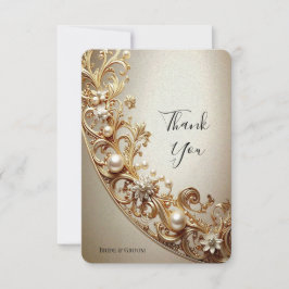 Ornate Gold Flourish Thank You Card サンキューカード