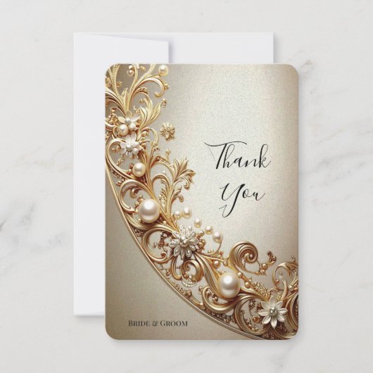 Ornate Gold Flourish Thank You Card サンキューカード (正面)