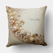 Ornate Gold Flourish Throw Pillow クッション (裏面)