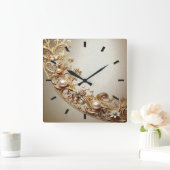 Ornate Gold Flourish Wall Clock スクエア壁時計 (ホーム)