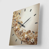 Ornate Gold Flourish Wall Clock スクエア壁時計 (傾斜)