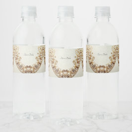 Ornate Gold Flourish Water Bottle Label ペットボトルラベル